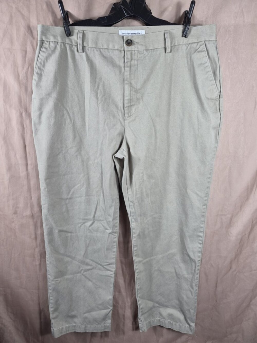 Amazon Essentials Men's Lite Beige Straight Leg Chino Khaki Pants Size 38/30 - Picture 2 of 10
